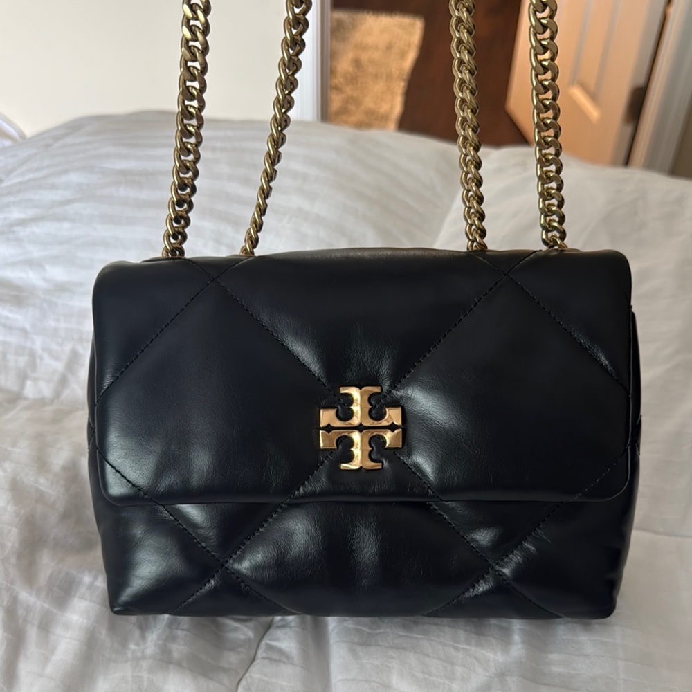 Tory Burch Black and Gold Quilted Shoulder Bag NWOT